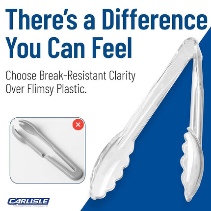 Carlisle 410907 Carly® Utility Tong, 9", Clear (Pack of 12)