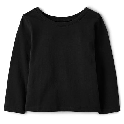 Camiseta básica de manga larga para niña The Children's Place, negra, de 18 a 24 meses