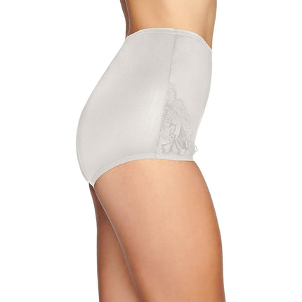 Vanity Fair Women's High Waisted Underwear, Full Coverage Ladies Panties, Perfectly Yours Briefs, Nylon Lace - Star White, 6