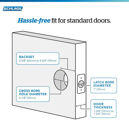 Schlage F40 LAT 626 CEN Century Collection Latitude Privacy Lever, Satin Chrome