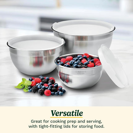 Cuisinart CTG-00-SMB Stainless Steel Mixing Bowls with Lids, 3 Piece