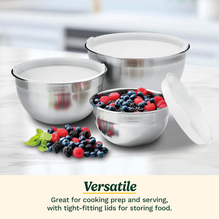 Cuisinart CTG-00-SMB Juego de 3 cuencos mezcladores de acero inoxidable con tapa