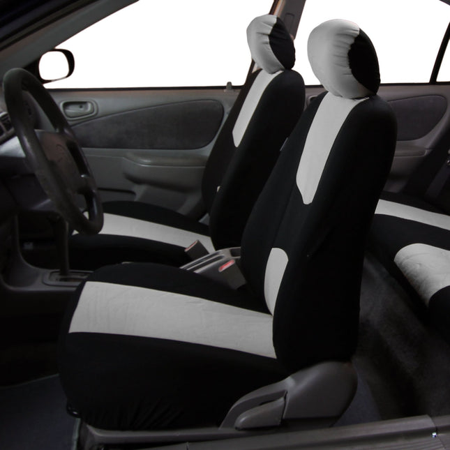 FH Group Flat Cloth Full Set Car Seat Covers Three Row 7 Seater - Universal Fit for Cars, Trucks & SUVs Gray