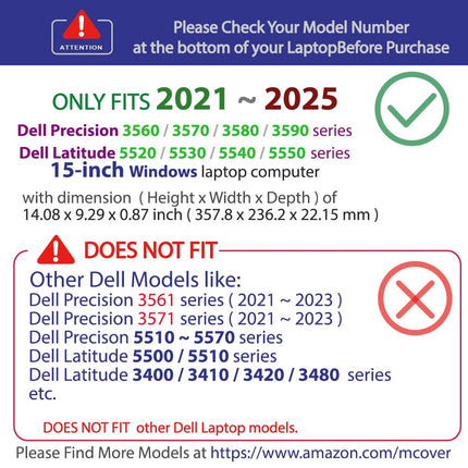 mCover Case Compatible for 2021～2023 15" Dell Precision 3560/3570 & Latitude 5520/5530 / 5540 Series Windows Notebook Computer Only (NOT Fitting Any Other Dell Models) - Orange
