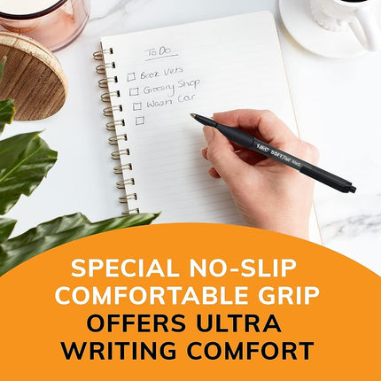 Bic Soft Feel Stick Pens With Special No-Slip Comfortable Grip, Medium Point (1.0 mm), Blue, 36-Count
