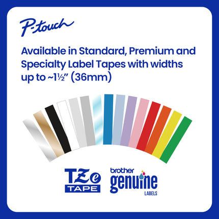 Brother Genuine P-touch TZe 2-Pack Black Print on White Label Tapes (TZe2212PK), Laminated,3/8in x 26.2ft (9mm x 8m) each, for Select P-touch Label Makers, Durable, Water-Resistant, Indoor/Outdoor Use