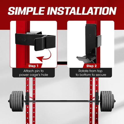 Yes4All Power Rack Attachment – J-Hook Barbell Fit 2x2 or J-Hook Barbell Fit 3x3 in Square Tube