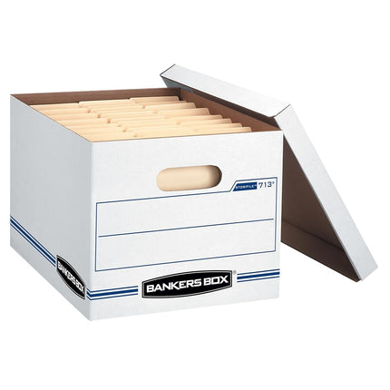 BANKERS BOX STOR/File Storage Boxes, Standard Set-Up, Lift-Off Lid, Letter/Legal, Case of 30 (0071304), white