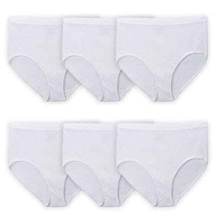 Fruit of the Loom Women's Fit White Cotton Briefs, 6 Pack Underwear, 13