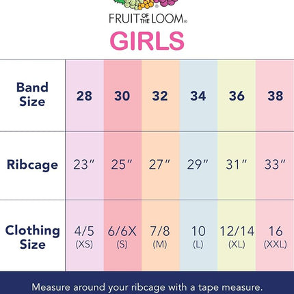 Fruit of the Loom Girls' Spaghetti Strap Sport Bra, White/White/White, 34