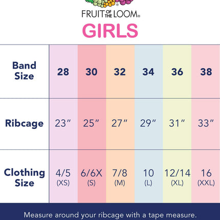 Sostén para niñas con almohadillas removibles Fruit of the Loom, paquete de 2, tono nude claro/negro, 36