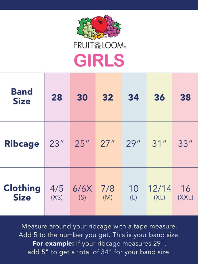 Fruit of the Loom Girls' Bra with Removable Cookies, 2-Pack, Black Hue/Heather Grey, 34