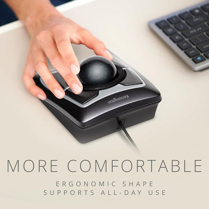 Ratón trackball ergonómico Kensington Expert Mouse con cable para PC, Mac y Windows, con anillo de desplazamiento, diseño ambidiestro y seguimiento óptico - Gris (64325)