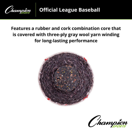 Ballons de Baseball Champion Sports OLB5 en Cuir Pleine Fleur de Ligue Officielle