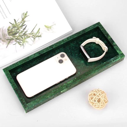 Marble Bathroom Vanity Tray, Green, 12"x 5" x1.2"