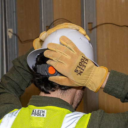 Klein Tools 60609 Work Gloves, Multifunctional Premium Leather Gloves, Wear-Resistant, Heavy Duty Wire Drawing Gloves, XL