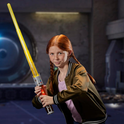 Star Wars Lightsaber Forge Kyber Core Jedi Knight Yord Fandar, Officially Licensed Yellow Customizable Electronic Lightsaber, Toys for 4 Year Old Boys and Girls & Up