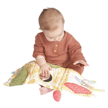 Manhattan Toy 161210 Deer One Soft Activity Crinkle Book & Fold Out Pat Mat for Baby and Toddler with Squeaker, Discovery Mirror and Teether, Multicolour,Medium