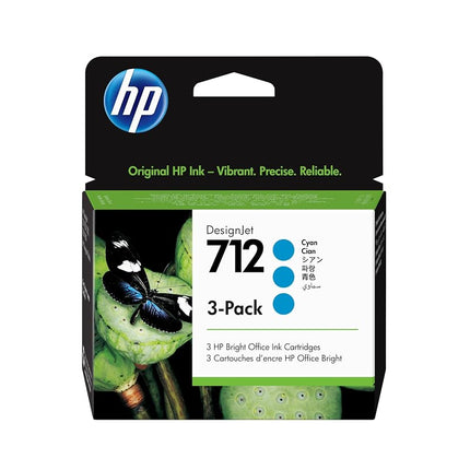 HP 712 Cyan Original Ink Cartridges 3-Pack