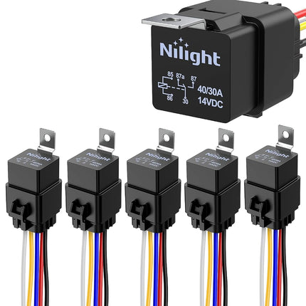 Nilight 50044R 5 Pack Waterproof 40/30 AMP Heavy D