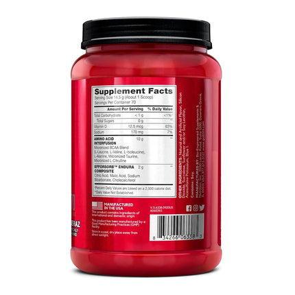 BSN Amino X Endurance & Recovery BCAA Intra Workout, Blue Raspberry, 1.01kg, 70 Servings
