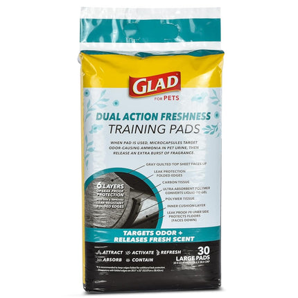Glad for Pets Dual Action Freshness Activated Carbon Puppy Training Pads with Fragrance Release, Scented Pee Pads, Ultra Absorbent, Odor Control