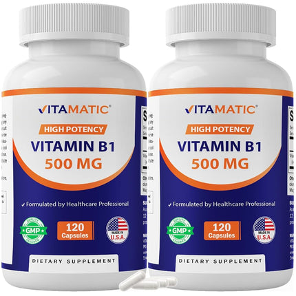2 Pack - Vitamatic Vitamin B1 (Thiamine) 500mg, 12