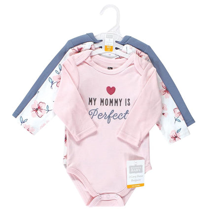 Hudson Baby Lot de 3 bodys en coton à manches longues pour bébé fille, Perfect Mommy, 12-18 mois