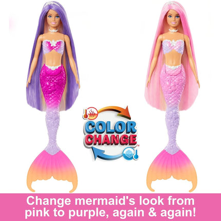 Barbie Mermaid Doll, Malibu with Pink Hair and Pet Dolphin