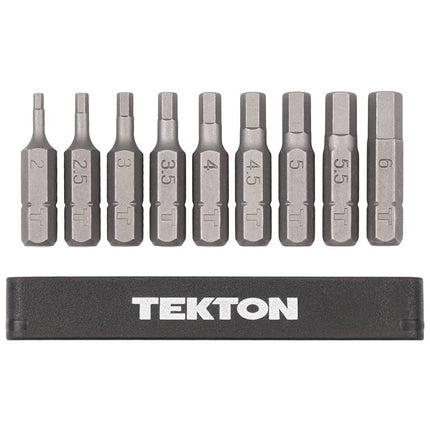 TEKTON 1/4 Inch Hex Bit Set with Rail, 9-Piece (2-6 mm) | DZX93002