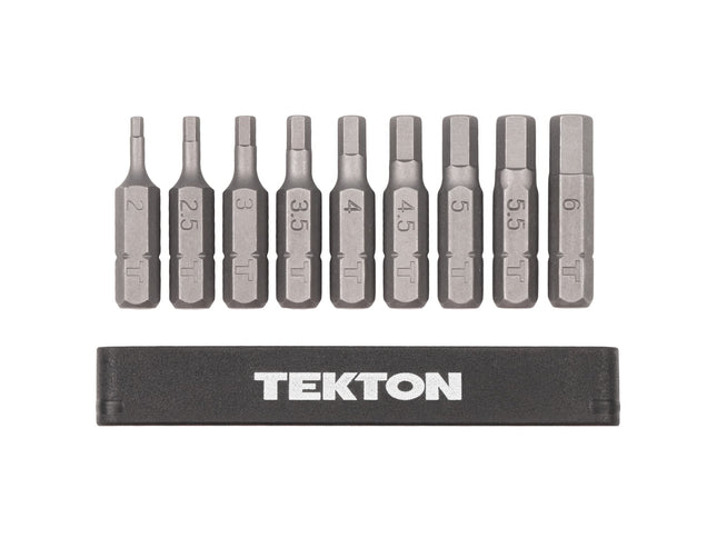 TEKTON 1/4 Inch Hex Bit Set with Rail, 9-Piece (2-6 mm) | DZX93002