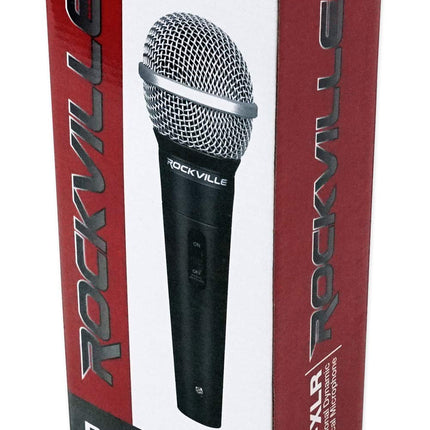 Rockville RMC-XLR Wired Dynamic Microphone, Full Metal Body, M-56 Cartridge, (2) 10 Ft OFC Cables, Mic Clip & Case, for DJs, Karaoke, and Live Performances