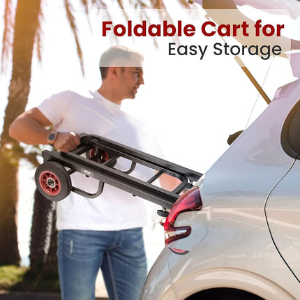 Pyle Heavy Duty Folding Equipment Trolley – 8-in-1 Convertible Hand Truck, Dolly & Platform Cart for Gear & Equipment Transport, Adjustable 64cm to 102cm