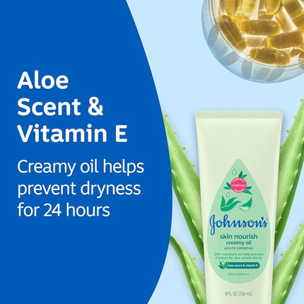 Johnson & Johnson Baby Creamy Oil Aloe & Vitamin E 235 ml