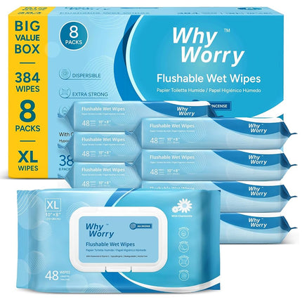 WhyWorry Flushable Wipes for Adults, Extra Large 2