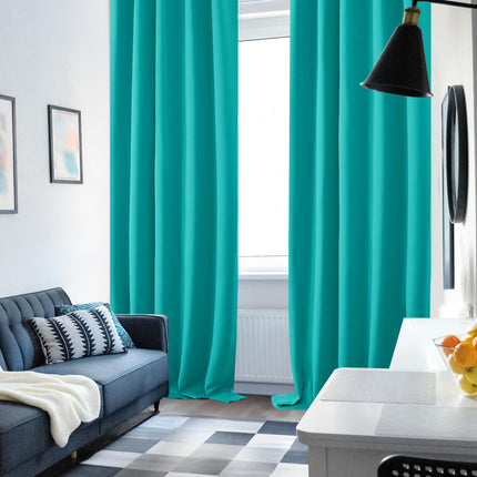 Deconovo Thermal Insulated Back Tab and Rod Pocket Curtains 84 Inch Long, Blackout Curtains for Living Room Light Blocking Curtains, 42x84 Inch, Turquoise, 2 Panels