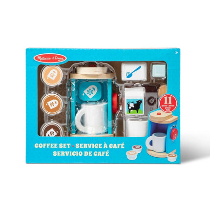 Melissa & Doug 11-Piece Brew and Serve Wooden Coffee Maker Set - Play Kitchen Accessories
