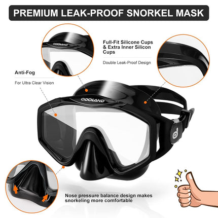 Snorkel Set for Adults, Anti-Fog Diving Mask with Dry Top Snorkel & Swim Fins, Wide View Scuba Flippers Snorkeling Gear for Men Women Youth Pink M