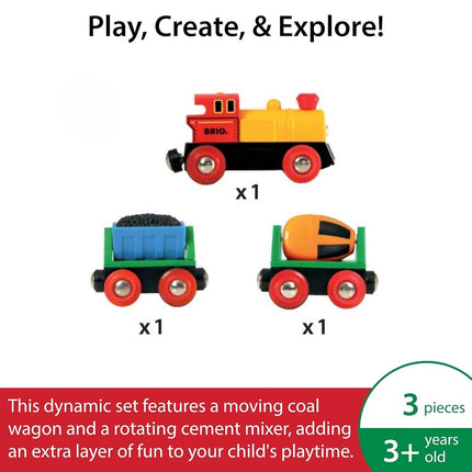 BRIO World Battery Operated Action Train – Motorised Wooden Railway Engine for Kids Age 3 Years and UP, Compatible with All BRIO Wooden Train Sets