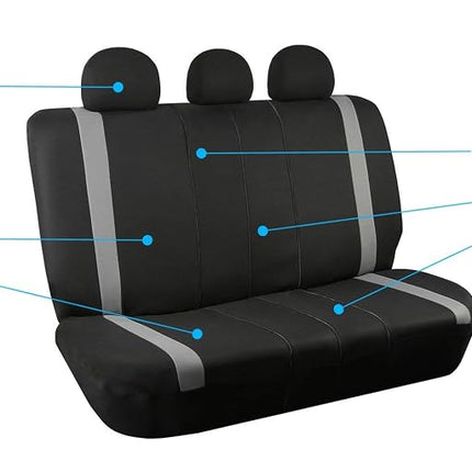 FH GROUP FH-FB033217 Three Row- Premium Modernistic Seat Covers Green/Black- Fit Most Car, Truck, Suv, or Van