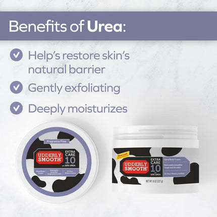 Udderly Smooth Crema Extra Cuidado con 10% Urea para piel seca, Sin Perfume, 8 Onzas (Paquete de 2)