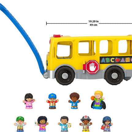 Fisher-Price Little People Toy Set for Toddlers, Large Yellow School Bus and Community Heroes, Musical Pull Along Vehicle and Figures for Ages 1+
