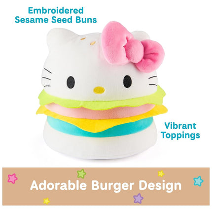 GUND Sanrio Official Hello Kitty Hamburger Plush, Collectible Plush Toy, Stuffed Animal for Ages 1 and Up, Pink/White, 8”
