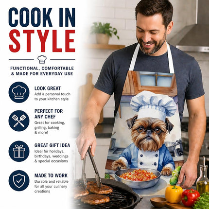 Caroline's Treasures Brussels Griffon The Chef Apron Cooking Kitchen Server Baking Crafts Gardening for Adult Women Men, Unisex, Large, Multicolor