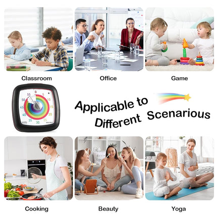 Secura 60-Minute Visual Timer, Silent Study Timer for Kids and Adults, Time Clocks, Time Management Countdown Timer for Teaching (Black & Cloud)
