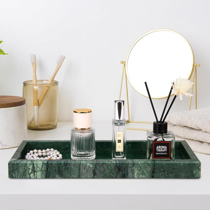 Marble Bathroom Vanity Tray, Green, 12"x 5" x1.2"