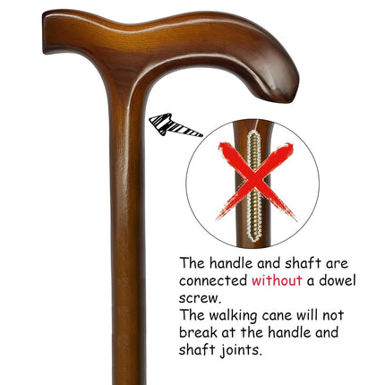 FLYDRUM Wooden Walking Cane for Men and Women, One-Piece Wood Cane, 36 Inch Wood Walking Stick for Men and Women, Ergonomic Wood Cane for Seniors