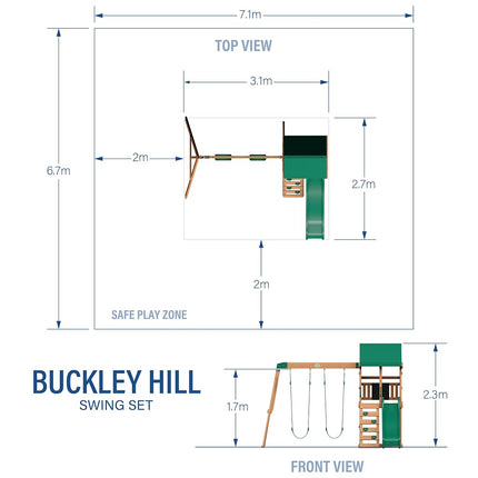 Backyard Discovery Buckley Hill Cedar Swing Set | 1.8m Slide & Chalkboard