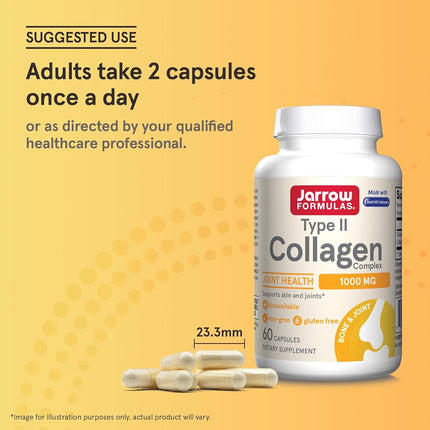 Jarrow Formulas Type 2 Collagen, Supports Skin and Joints, 500 mg, 60 Caps