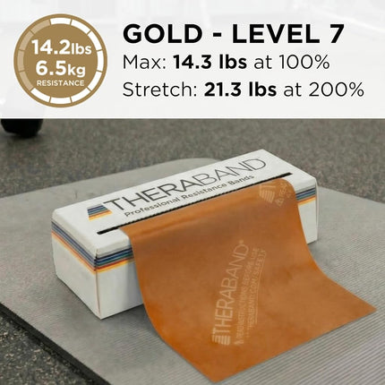 TheraBand Resistance Bands, 6 Yard Roll Professional Latex Elastic Band For Upper Body, Lower Body, & Core Exercise, Physical Therapy, Pilates, At-Home Workouts, & Rehab, Gold, Max, Elite